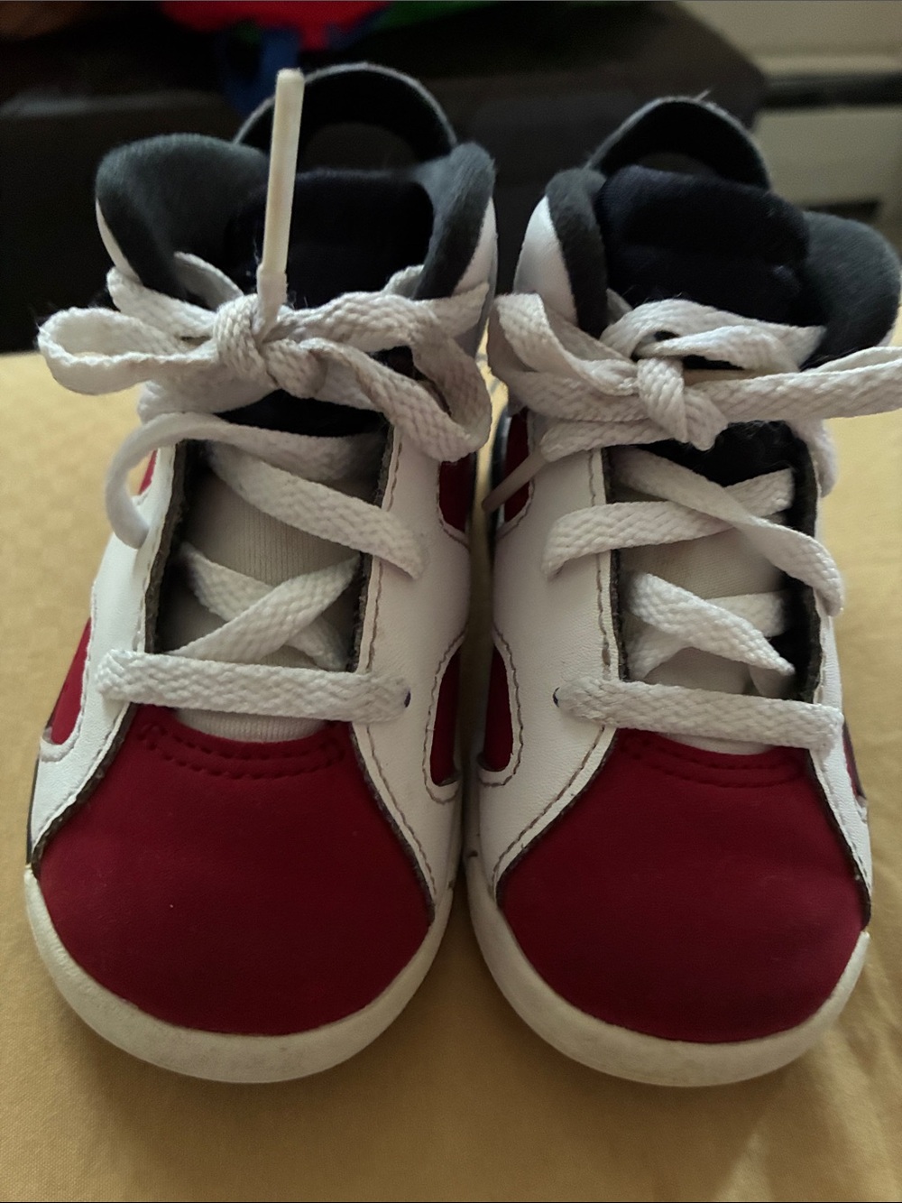 Kids White and Red High-Top Sneakers - retro jordan’s 7 size 6c baby/toddler